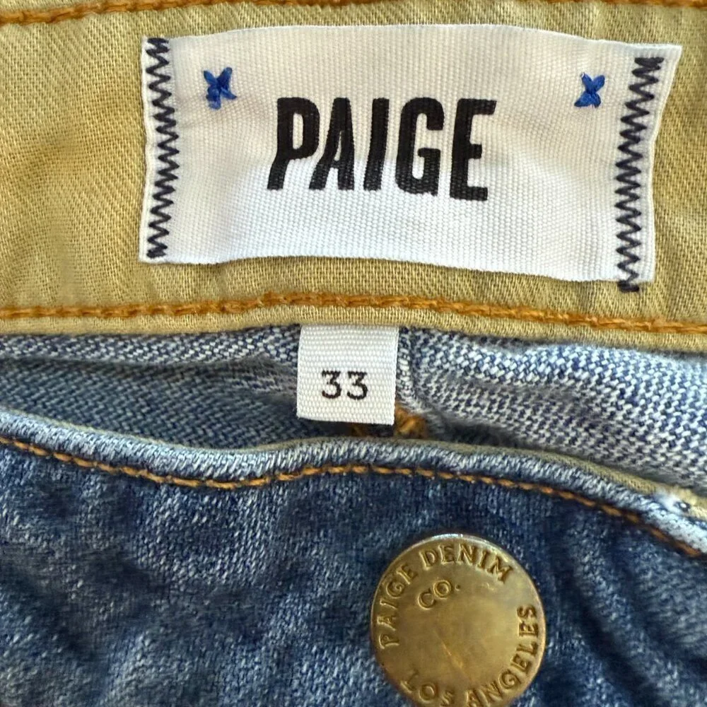 Paige Doheny Relaxed Straight Leg Denim Jeans Men's 33 Medium Wash Distressed